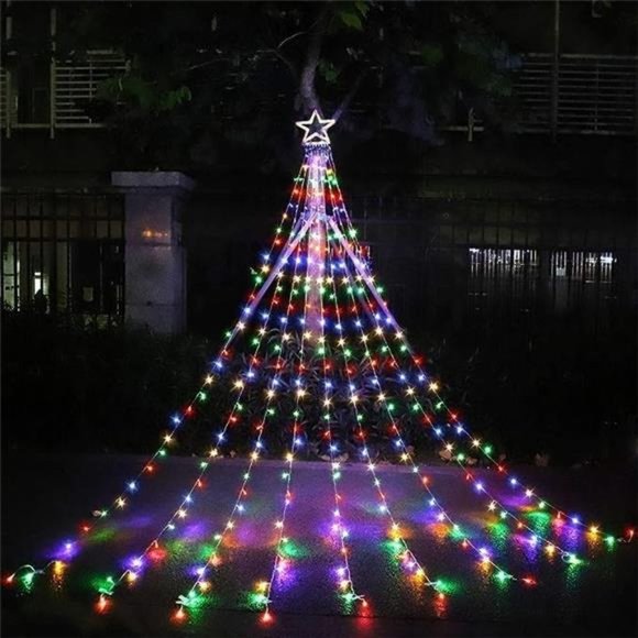 Outdoor Christmas Decorations Star String Lights, 317 LED 11.5 ft Waterfall